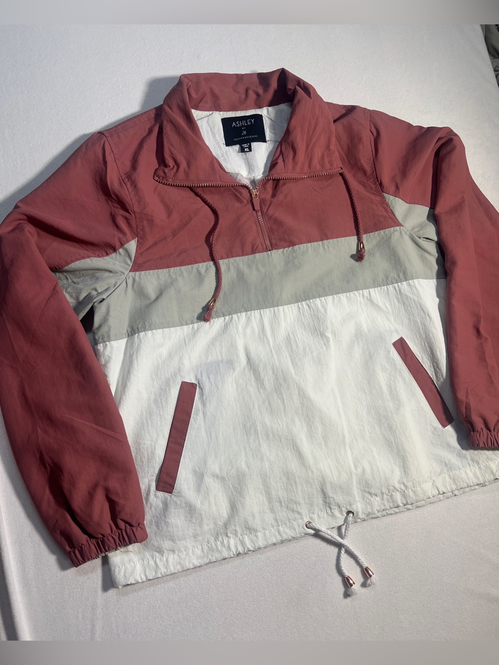 Ashley by 26 International Colorblock Windbreaker Pullover Jacket XL